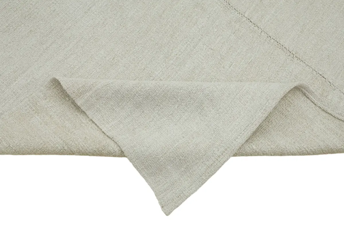 Kendir Çizgili Beyaz Kenevir İpinden El Dokuma Kilim-204x348 - Görsel 6