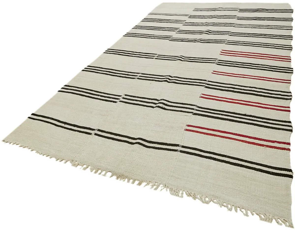Kendir Çizgili Bej Kenevir İpinden El Dokuma Kilim-203x363 - Görsel 3