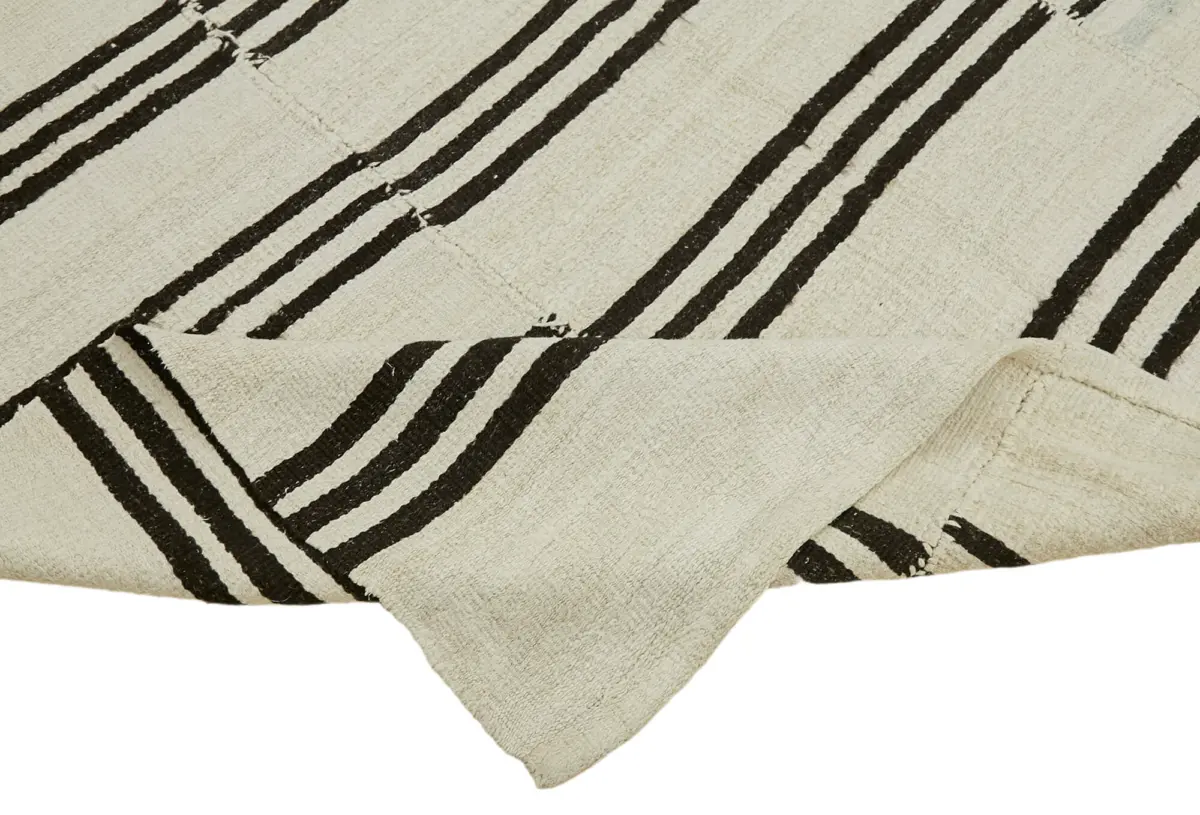 Kendir Çizgili Bej Kenevir İpinden El Dokuma Kilim-203x363 - Görsel 6