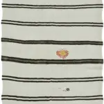 Kendir Çizgili Beyaz Kenevir İpinden El Dokuma Kilim-200x366