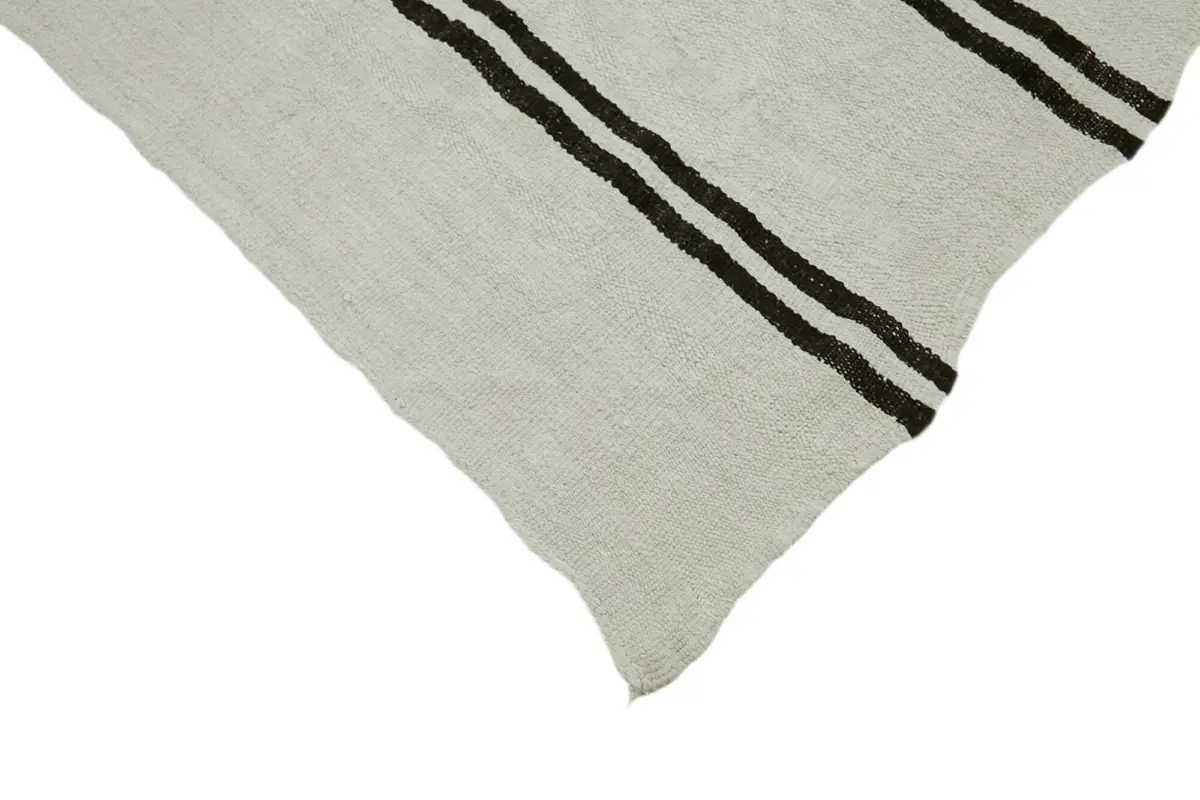 Kendir Çizgili Beyaz Kenevir İpinden El Dokuma Kilim-200x366 - Görsel 4