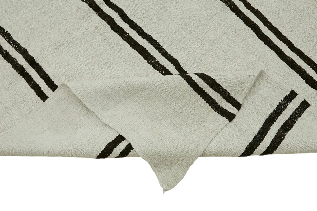 Kendir Çizgili Beyaz Kenevir İpinden El Dokuma Kilim-200x366 - Görsel 6