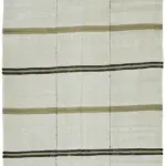 Kendir Çizgili Beyaz Kenevir İpinden El Dokuma Kilim-176x427