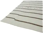 Kendir Çizgili Beyaz Kenevir İpinden El Dokuma Kilim-205x395 - Görsel 3