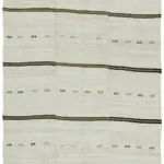 Kendir Çizgili Beyaz Kenevir İpinden El Dokuma Kilim-210x510