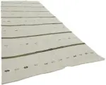 Kendir Çizgili Beyaz Kenevir İpinden El Dokuma Kilim-210x510 - Görsel 2