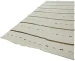 Kendir Çizgili Beyaz Kenevir İpinden El Dokuma Kilim-210x510 - Görsel 3