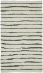 Kendir Çizgili Beyaz Kenevir İpinden El Dokuma Kilim-224x370