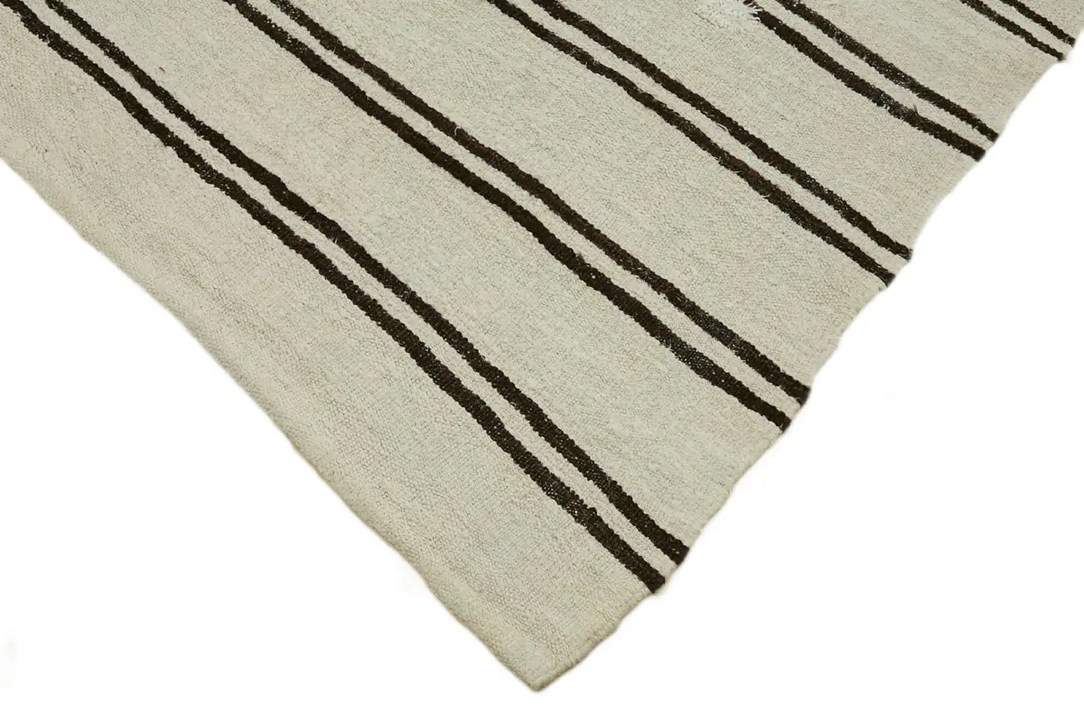 Kendir Çizgili Beyaz Kenevir İpinden El Dokuma Kilim-224x370 - Görsel 4