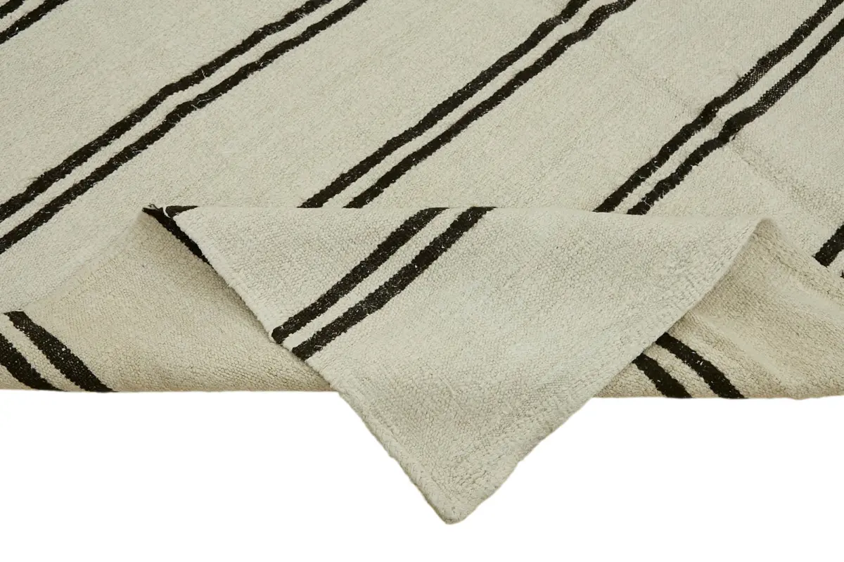Kendir Çizgili Bej Kenevir İpinden El Dokuma Kilim-216x374 - Görsel 6