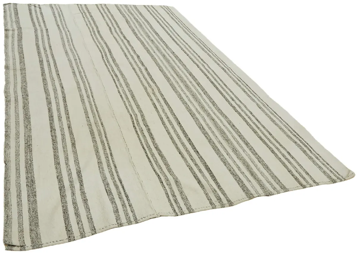 Kendir Çizgili Bej Kenevir İpinden El Dokuma Kilim-225x355 - Görsel 2