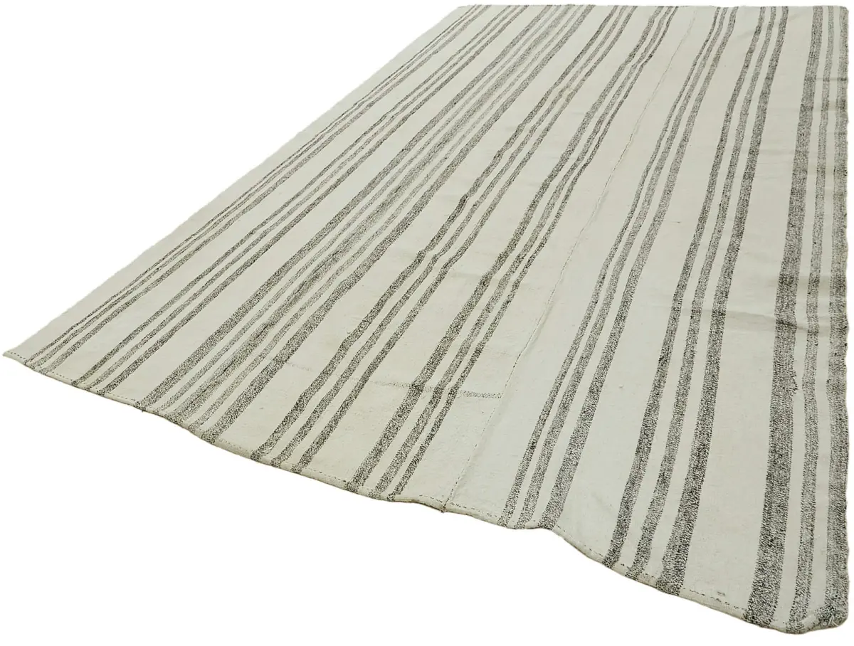 Kendir Çizgili Bej Kenevir İpinden El Dokuma Kilim-225x355 - Görsel 3