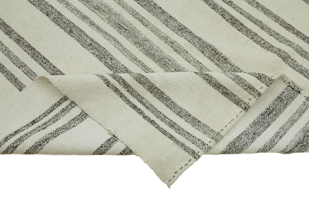 Kendir Çizgili Bej Kenevir İpinden El Dokuma Kilim-225x355 - Görsel 6