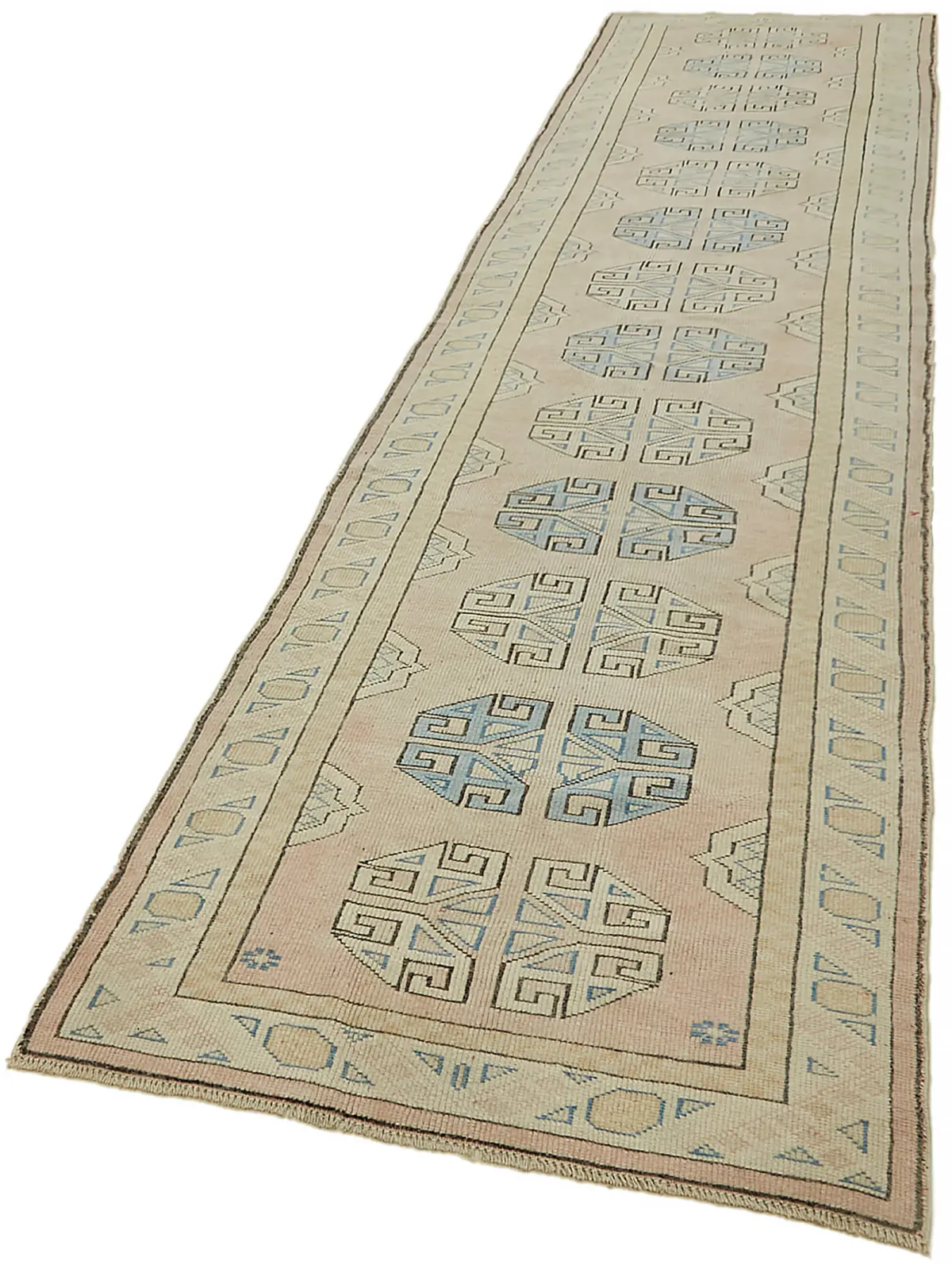 Anadolu Eskitme Bej Pamuk Üzerine Yün El Dokuma Halı-100x413 - Görsel 3