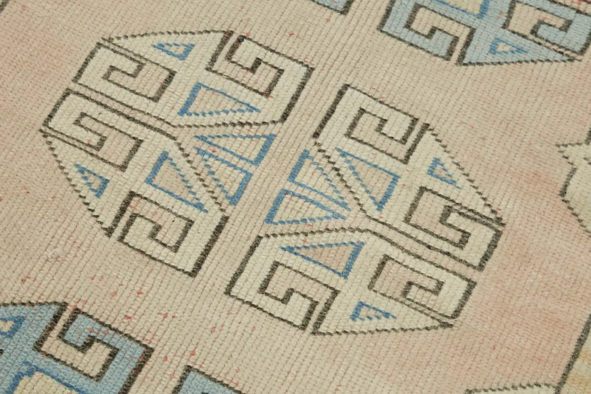 Anadolu Eskitme Bej Pamuk Üzerine Yün El Dokuma Halı-100x413 - Görsel 5