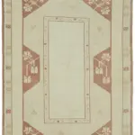 Anadolu Eskitme Bej Pamuk Üzerine Yün El Dokuma Halı-117x176