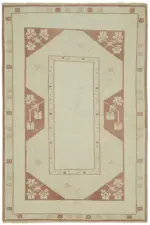 Anadolu Eskitme Bej Pamuk Üzerine Yün El Dokuma Halı-117x176