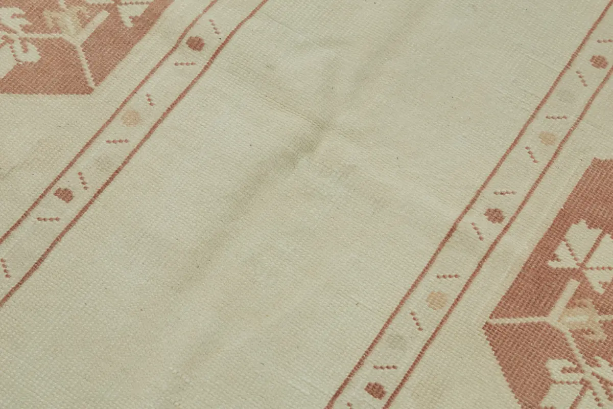 Anadolu Eskitme Bej Pamuk Üzerine Yün El Dokuma Halı-117x176 - Görsel 5