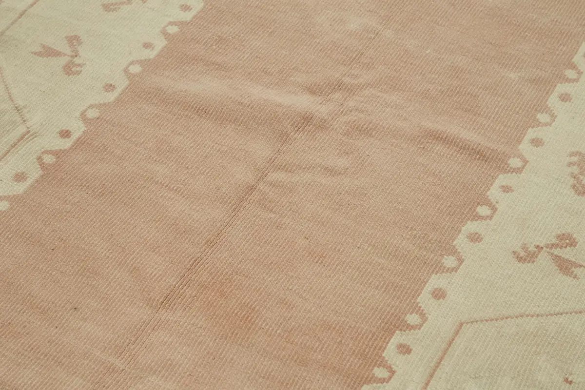 Anadolu Eskitme Bej Pamuk Üzerine Yün El Dokuma Halı-166x264 - Görsel 5