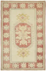 Anadolu Eskitme Bej Pamuk Üzerine Yün El Dokuma Halı-162x244