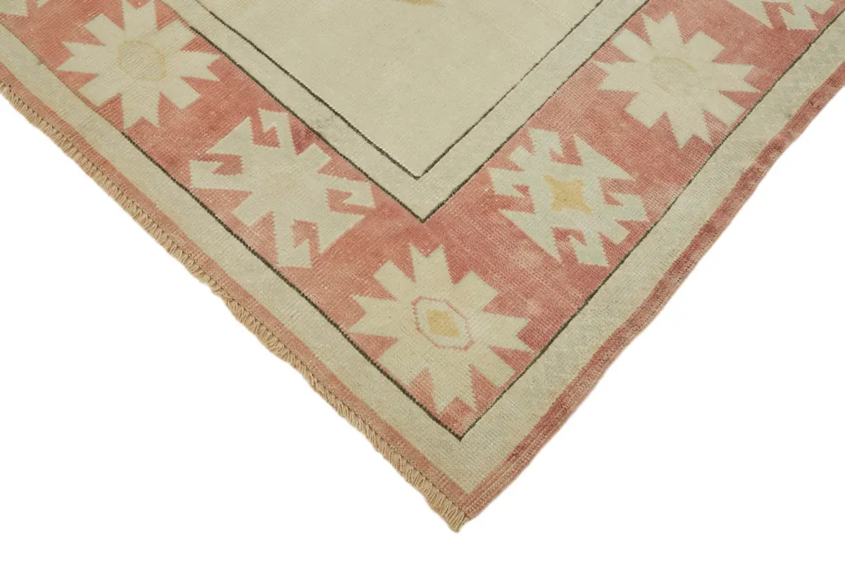 Anadolu Eskitme Bej Pamuk Üzerine Yün El Dokuma Halı-162x244 - Görsel 4