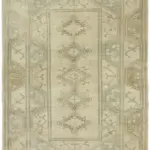 Anadolu Eskitme Bej Pamuk Üzerine Yün El Dokuma Halı-200x270