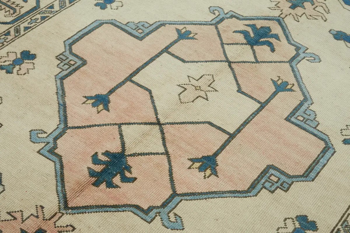 Anadolu Eskitme Bej Pamuk Üzerine Yün El Dokuma Halı-192x280 - Görsel 5