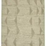 Tribal Modern Dizayn Bej Pamuk Üzerine Yün El Dokuma Halı-311x417