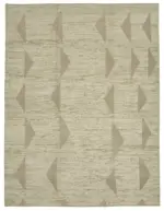 Tribal Modern Dizayn Bej Pamuk Üzerine Yün El Dokuma Halı-311x417