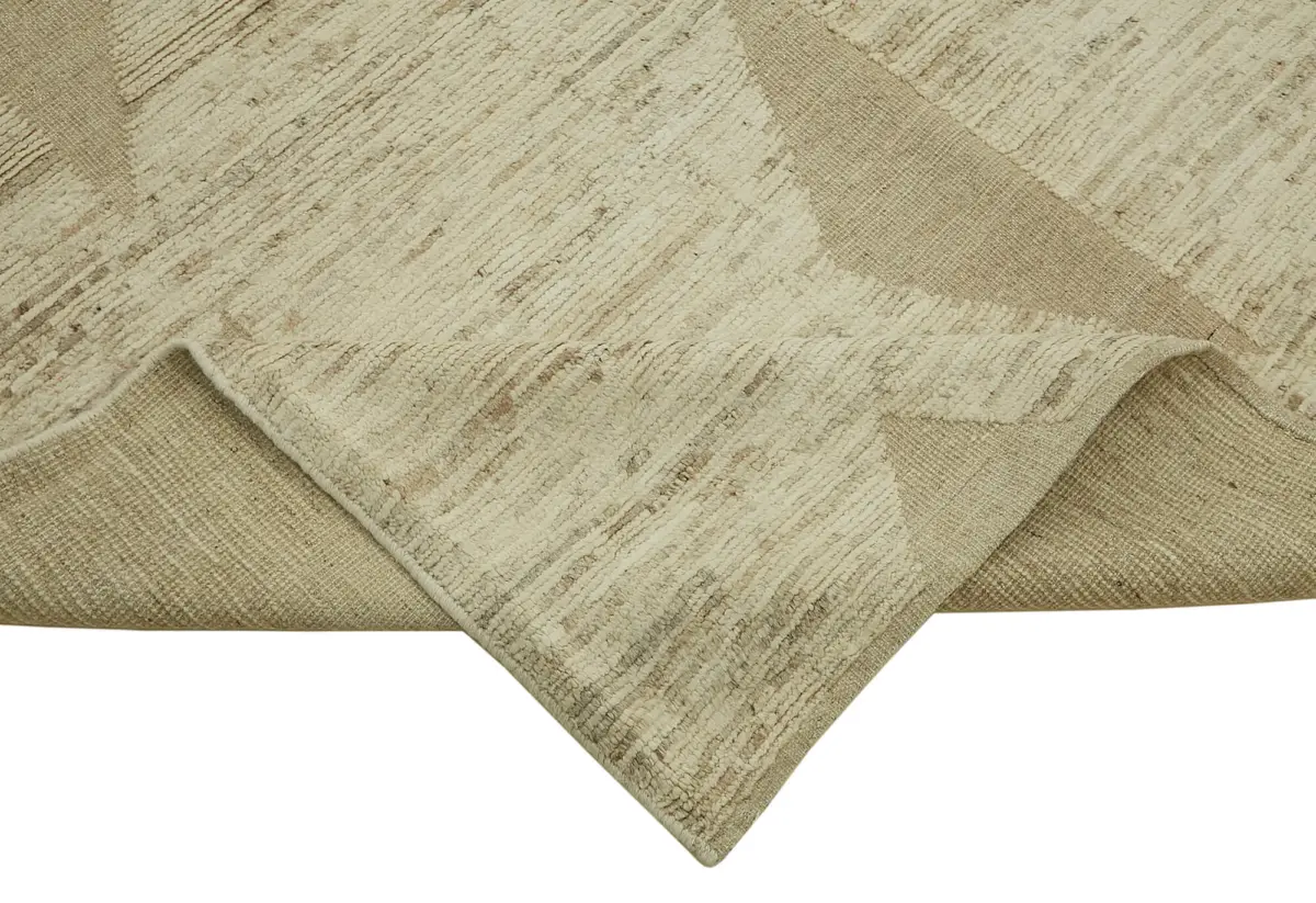 Tribal Modern Dizayn Bej Pamuk Üzerine Yün El Dokuma Halı-311x417 - Görsel 6