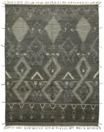 Tribal Modern Dizayn Gri Pamuk Üzerine Yün El Dokuma Halı-283x370