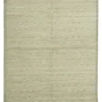 Tribal Modern Dizayn Bej Pamuk Üzerine Yün El Dokuma Halı-277x363