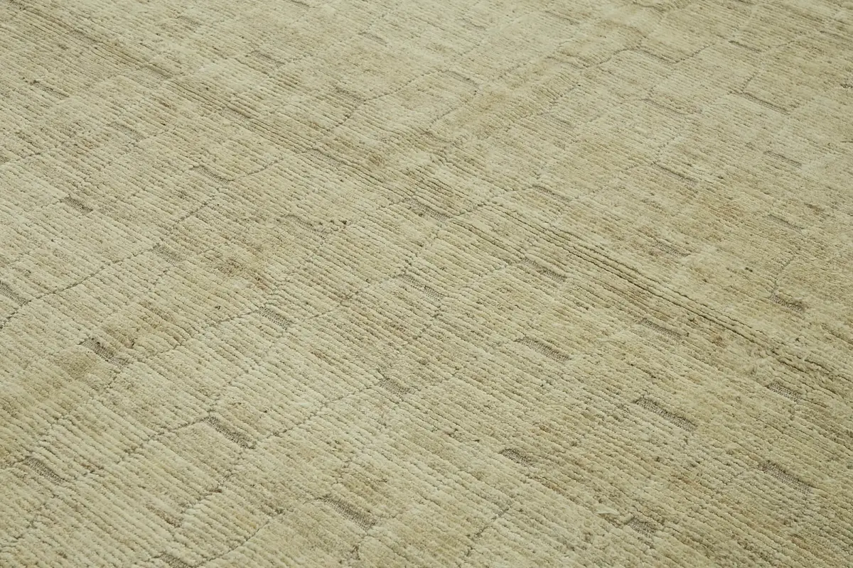 Tribal Modern Dizayn Bej Pamuk Üzerine Yün El Dokuma Halı-277x363 - Görsel 5