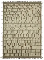 Tribal Modern Dizayn Multi Pamuk Üzerine Yün El Dokuma Halı-278x396