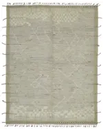 Tribal Modern Dizayn Bej Pamuk Üzerine Yün El Dokuma Halı-290x374