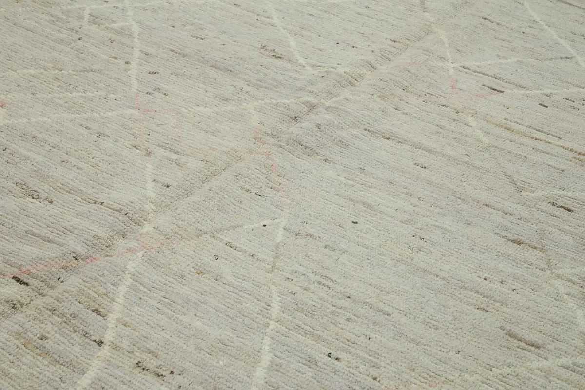 Tribal Modern Dizayn Bej Pamuk Üzerine Yün El Dokuma Halı-290x374 - Görsel 5