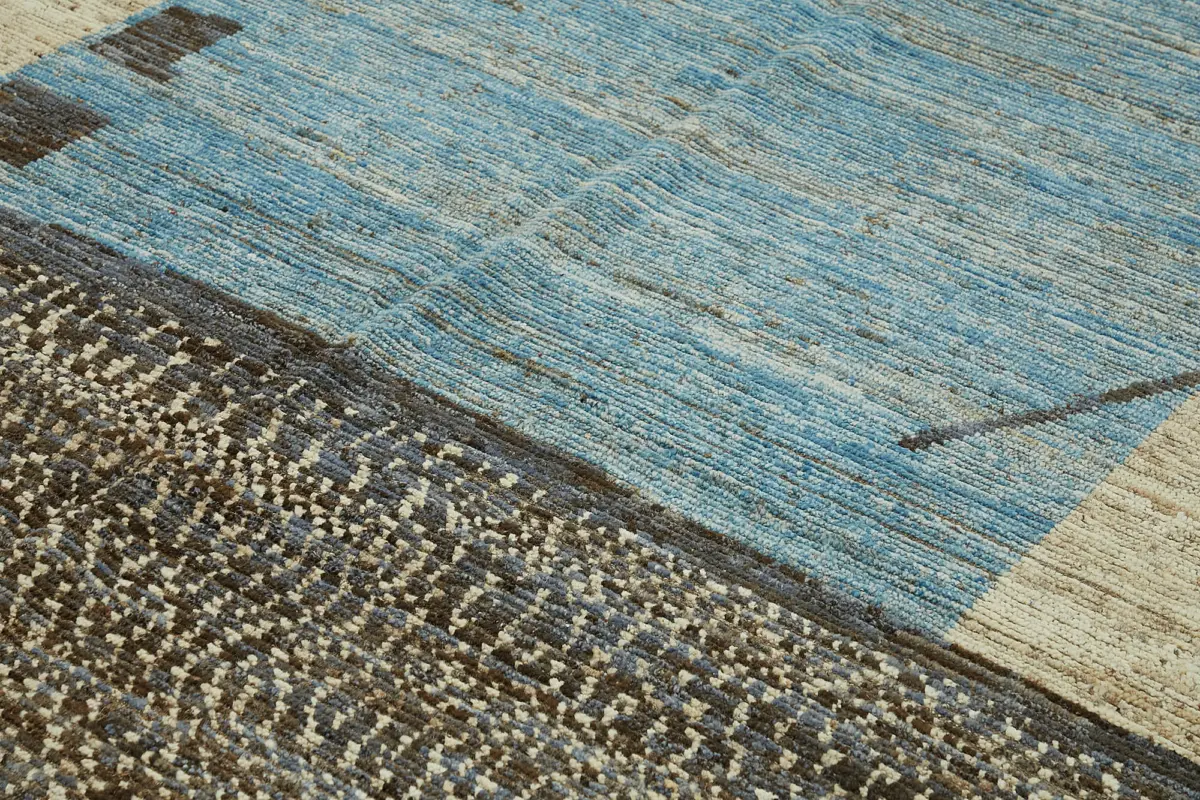 Tribal Modern Dizayn Bej Pamuk Üzerine Yün El Dokuma Halı-288x352 - Görsel 5