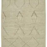 Tribal Modern Dizayn Bej Pamuk Üzerine Yün El Dokuma Halı-304x370