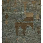 Tribal Modern Dizayn Kahverengi Pamuk Üzerine Yün El Dokuma Halı-286x380