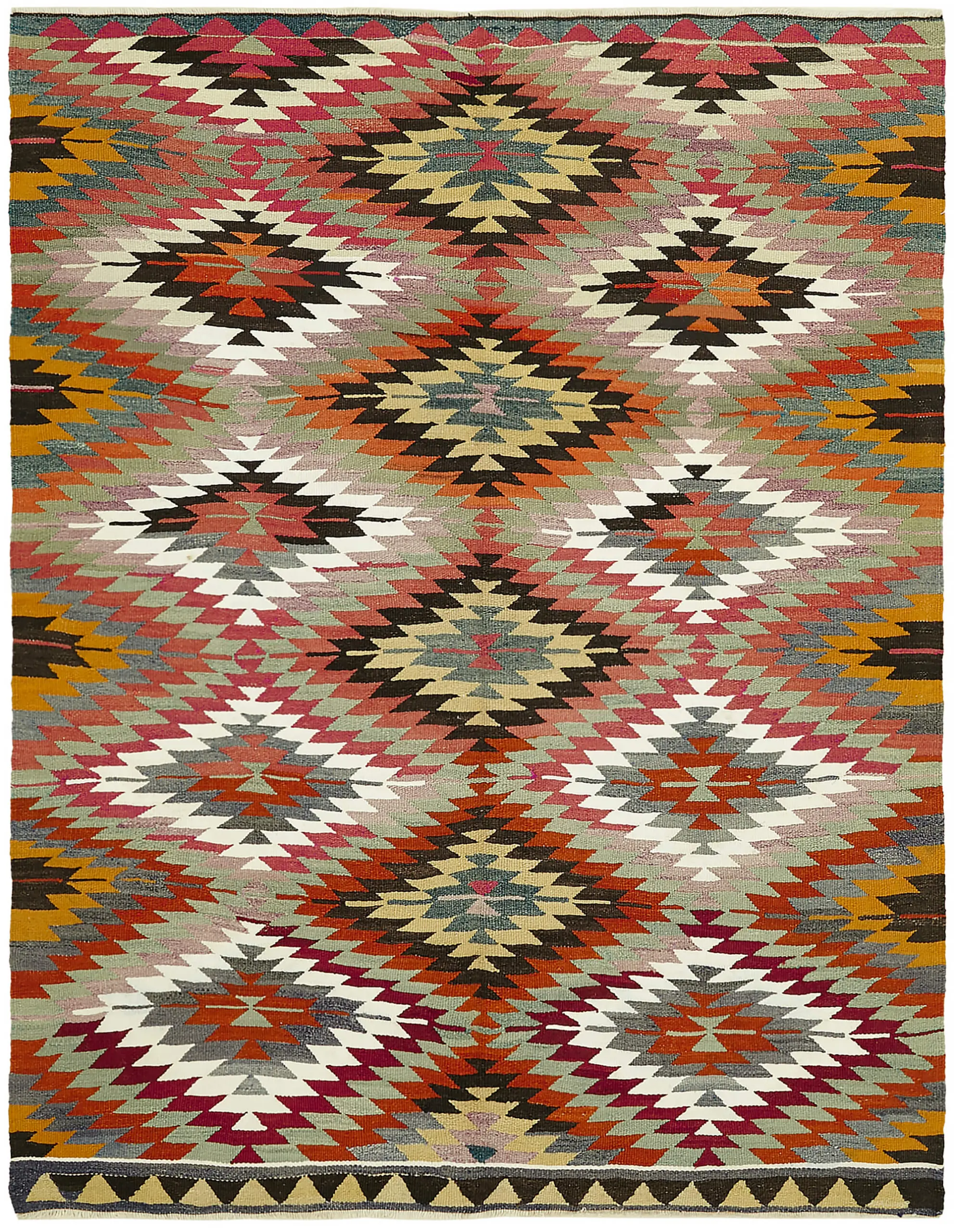 Rc_45933_0_Multicolor_Anatolian_Kilim_Rugs Anadolu Eskitme Multi Renk Pamuk Üzerine Yün El Dokuma Kilim-170x214 - Görsel 1