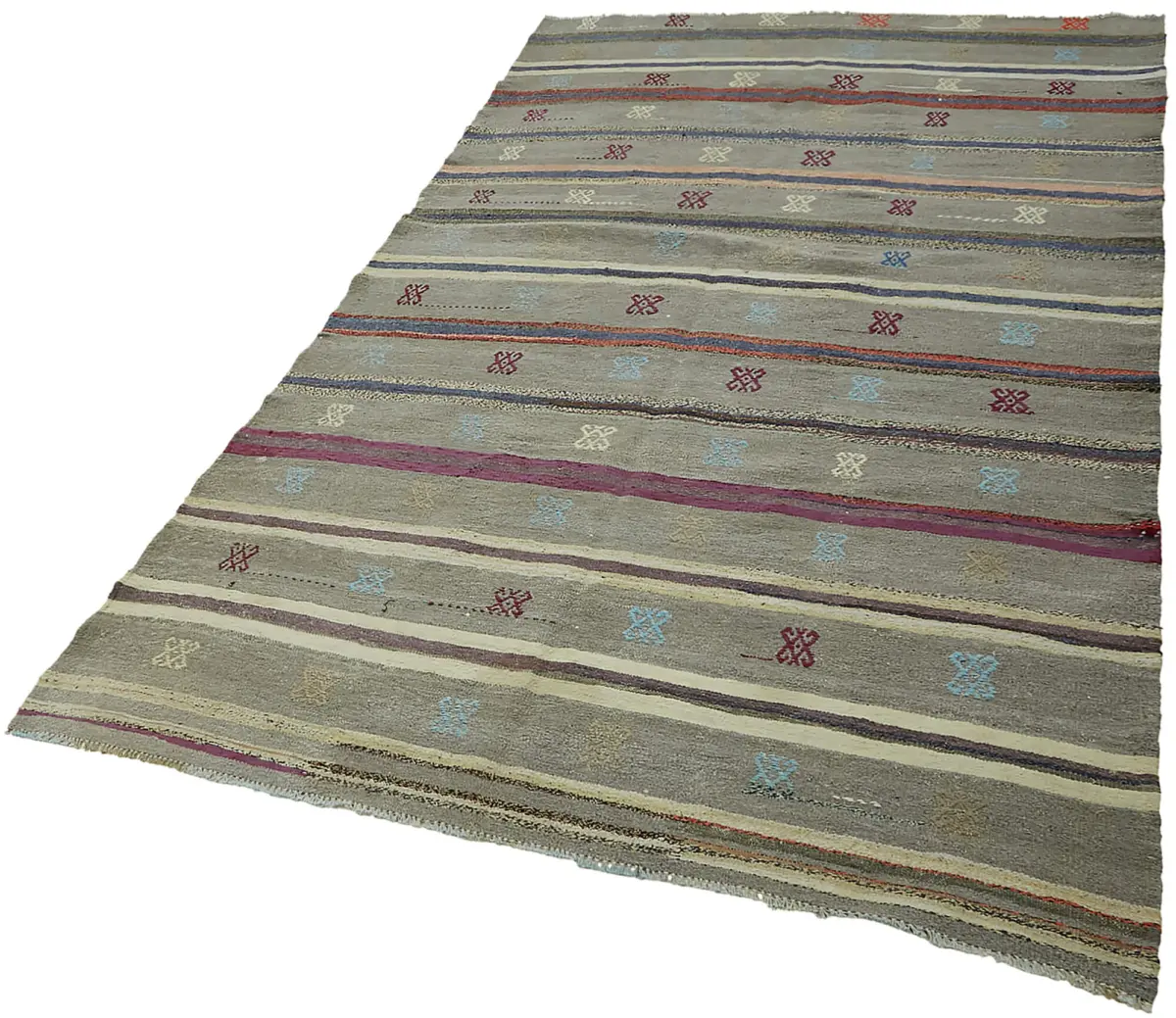 Anadolu Eskitme Multi Renk Pamuk Üzerine Yün El Dokuma Kilim-148x250 - Görsel 3