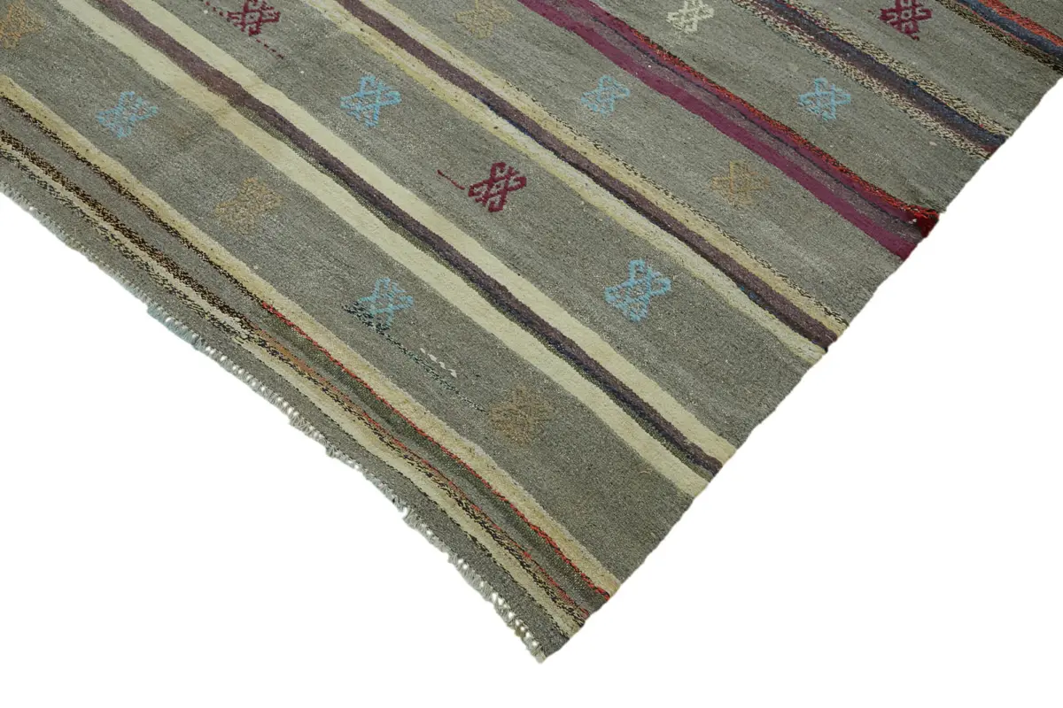 Anadolu Eskitme Multi Renk Pamuk Üzerine Yün El Dokuma Kilim-148x250 - Görsel 4