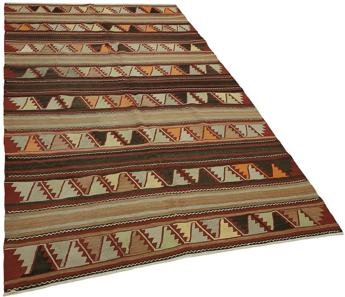 Anadolu Eskitme Multi Renk Pamuk Üzerine Yün El Dokuma Kilim-148x233 - Görsel 2