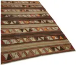 Anadolu Eskitme Multi Renk Pamuk Üzerine Yün El Dokuma Kilim-148x233 - Görsel 2