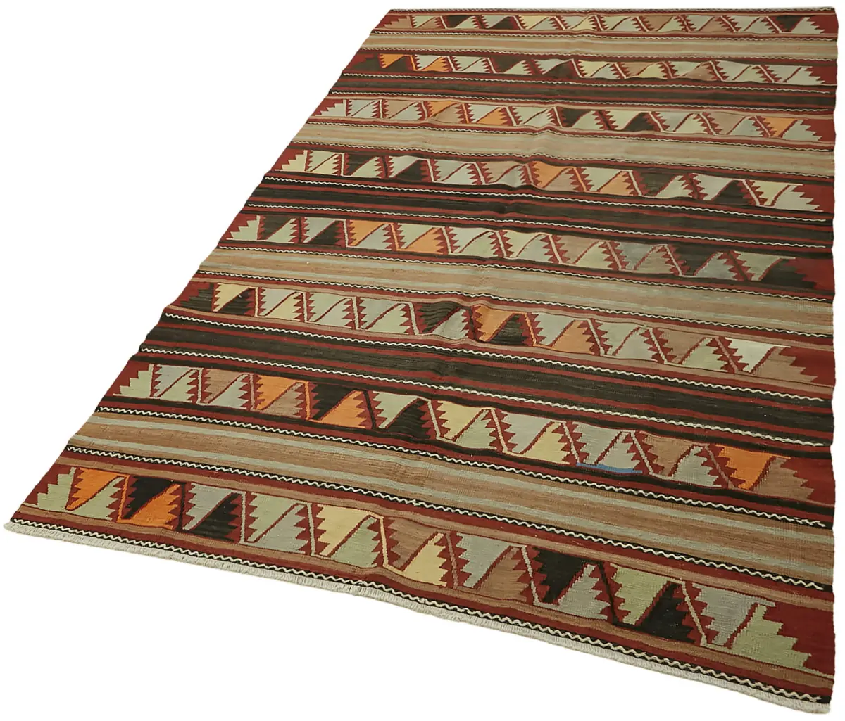 Anadolu Eskitme Multi Renk Pamuk Üzerine Yün El Dokuma Kilim-148x233 - Görsel 3