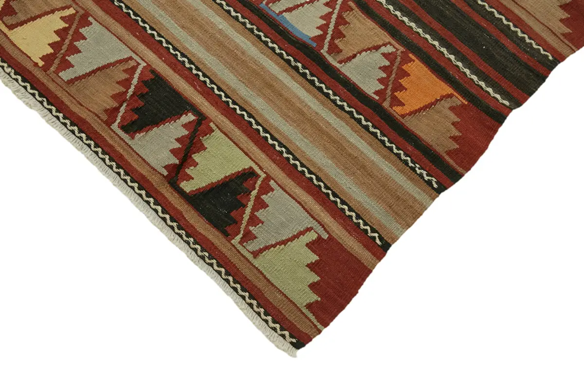 Anadolu Eskitme Multi Renk Pamuk Üzerine Yün El Dokuma Kilim-148x233 - Görsel 4