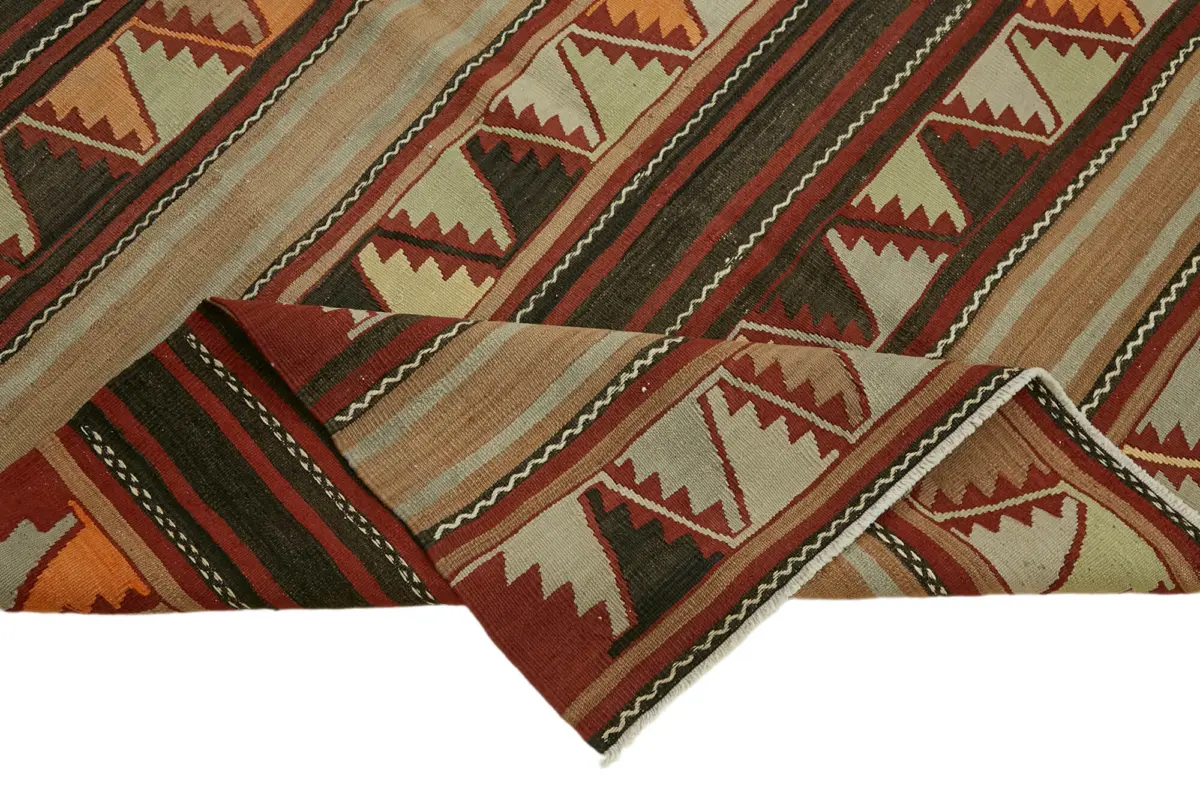 Anadolu Eskitme Multi Renk Pamuk Üzerine Yün El Dokuma Kilim-148x233 - Görsel 6