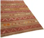 Anadolu Eskitme Multi Renk Pamuk Üzerine Yün El Dokuma Kilim-158x254 - Görsel 2