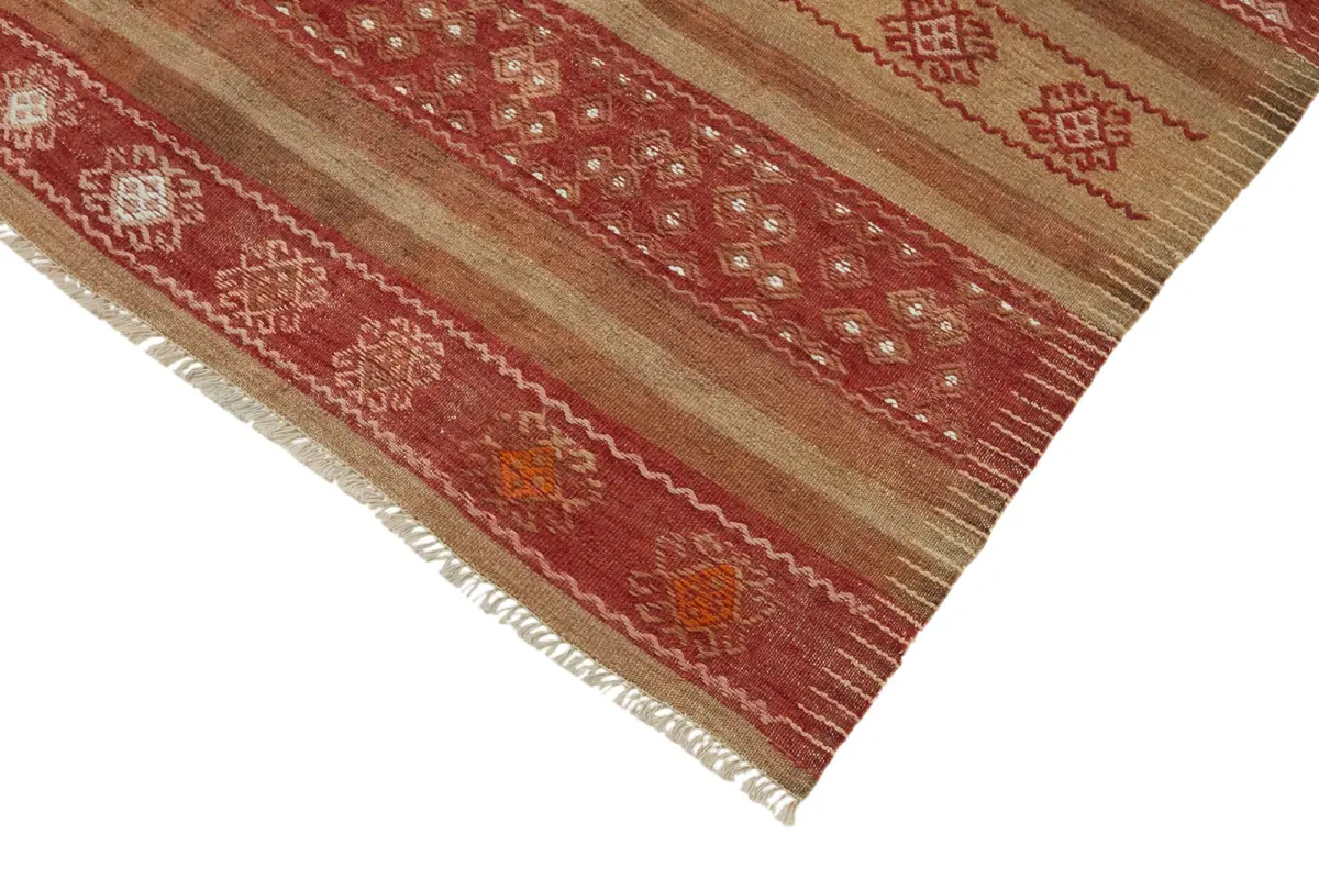 Anadolu Eskitme Multi Renk Pamuk Üzerine Yün El Dokuma Kilim-158x254 - Görsel 4