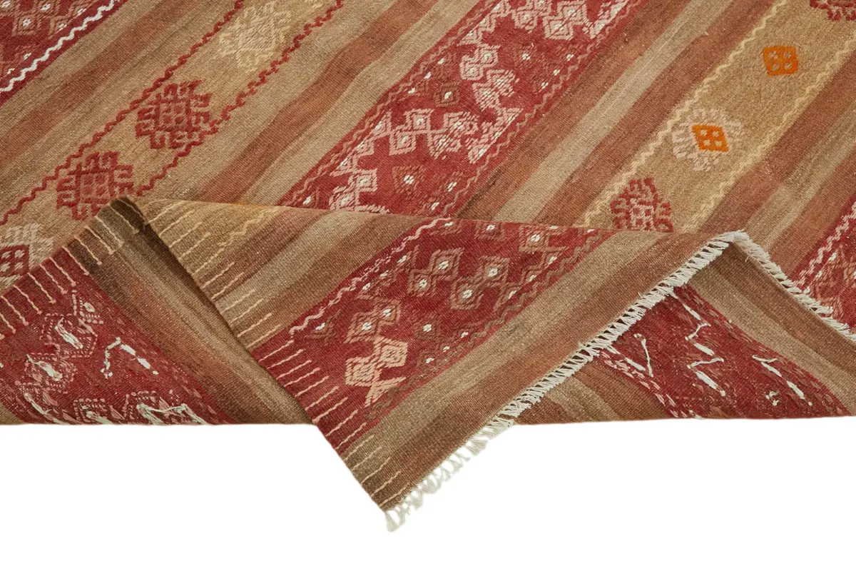 Anadolu Eskitme Multi Renk Pamuk Üzerine Yün El Dokuma Kilim-158x254 - Görsel 6